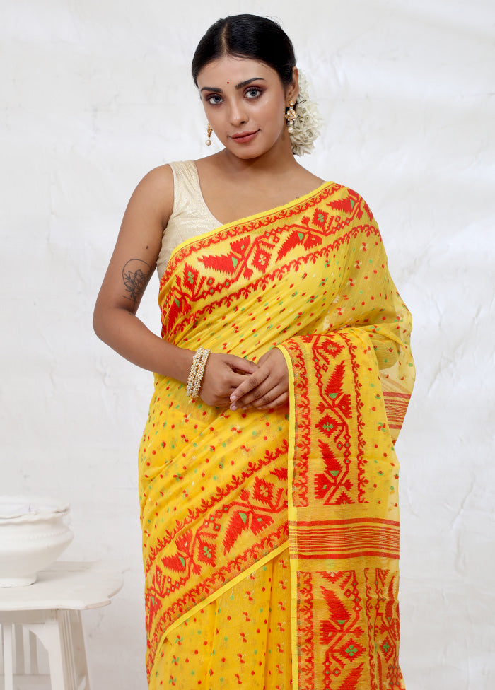 Yellow Tant Cotton Saree Without Blouse Piece - Indian Silk House Agencies