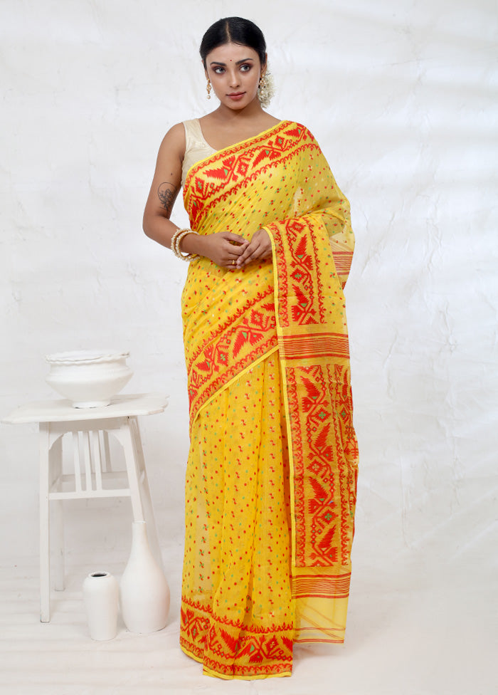 Yellow Tant Cotton Saree Without Blouse Piece - Indian Silk House Agencies