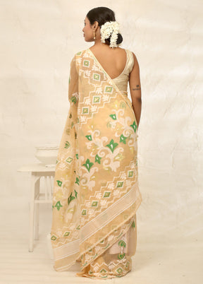 Cream Tant Cotton Saree Without Blouse Piece - Indian Silk House Agencies