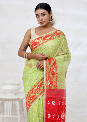 Green Tant Cotton Saree Without Blouse Piece - Indian Silk House Agencies