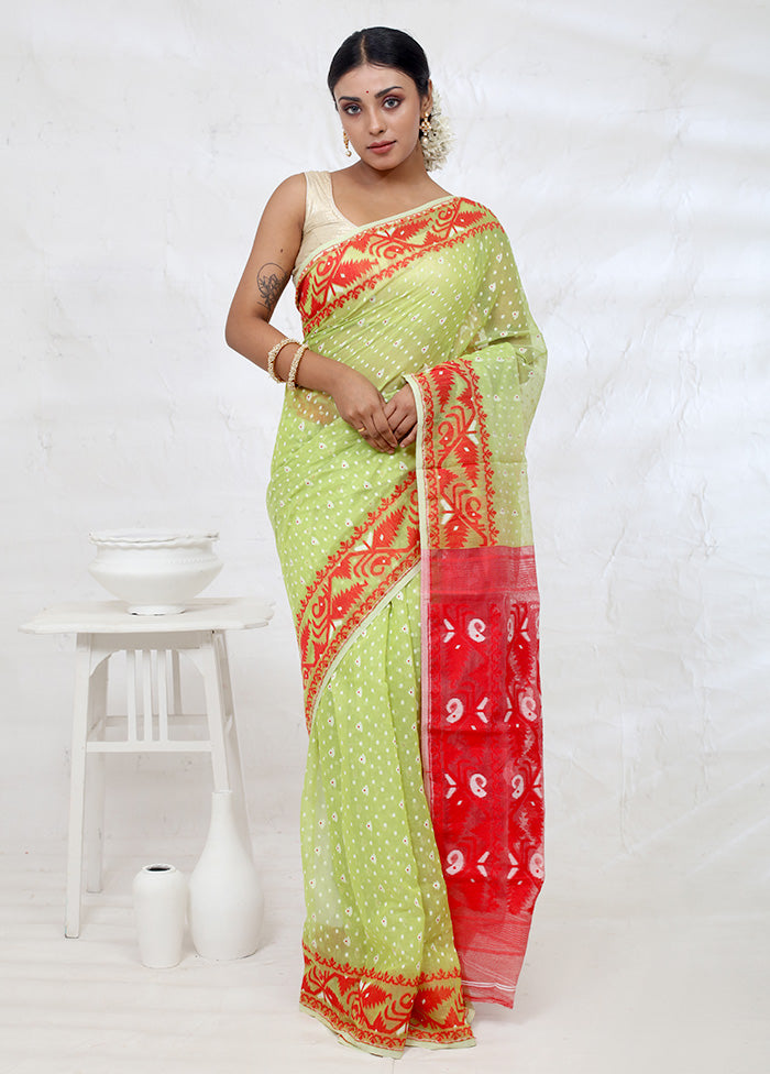 Green Tant Cotton Saree Without Blouse Piece - Indian Silk House Agencies