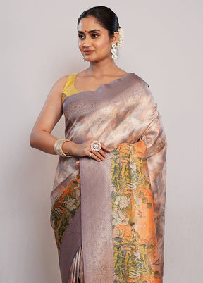 Rust Dupion Silk Saree With Blouse Piece - Indian Silk House Agencies