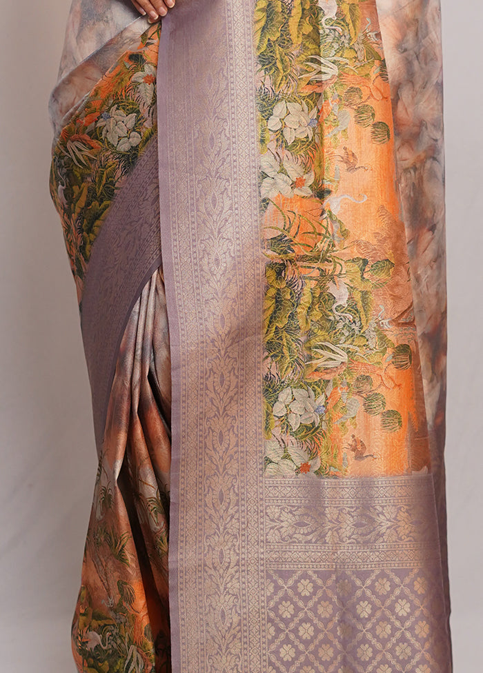 Rust Dupion Silk Saree With Blouse Piece - Indian Silk House Agencies