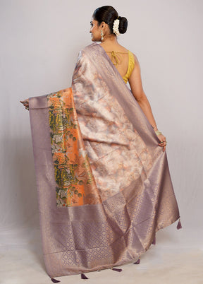 Rust Dupion Silk Saree With Blouse Piece - Indian Silk House Agencies