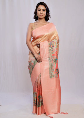 Cream Dupion Silk Saree With Blouse Piece - Indian Silk House Agencies
