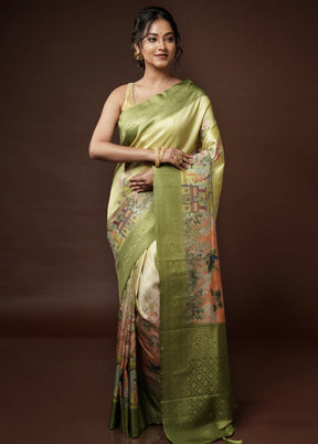 Green Dupion Silk Saree With Blouse Piece - Indian Silk House Agencies