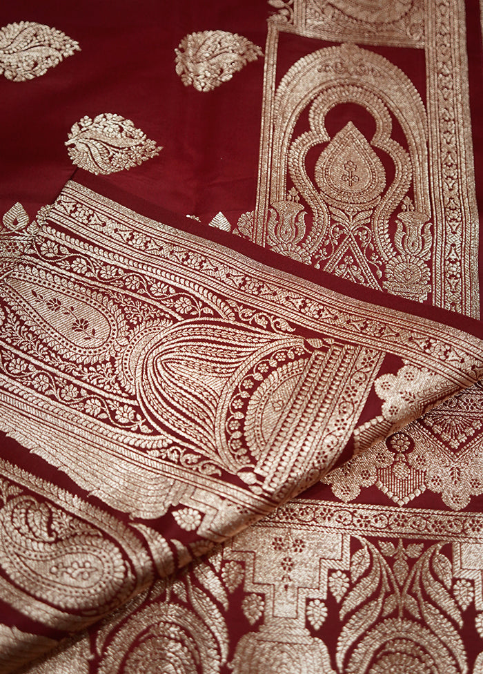 Maroon Banarasi Silk Saree With Blouse Piece - Indian Silk House Agencies