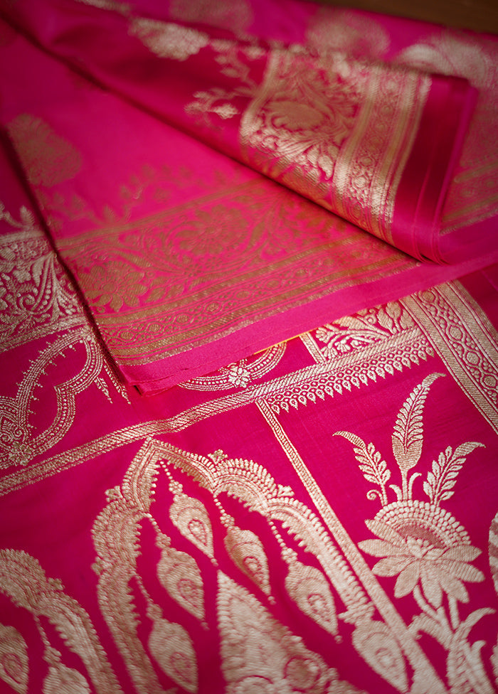 Pink Banarasi Silk Saree With Blouse Piece - Indian Silk House Agencies