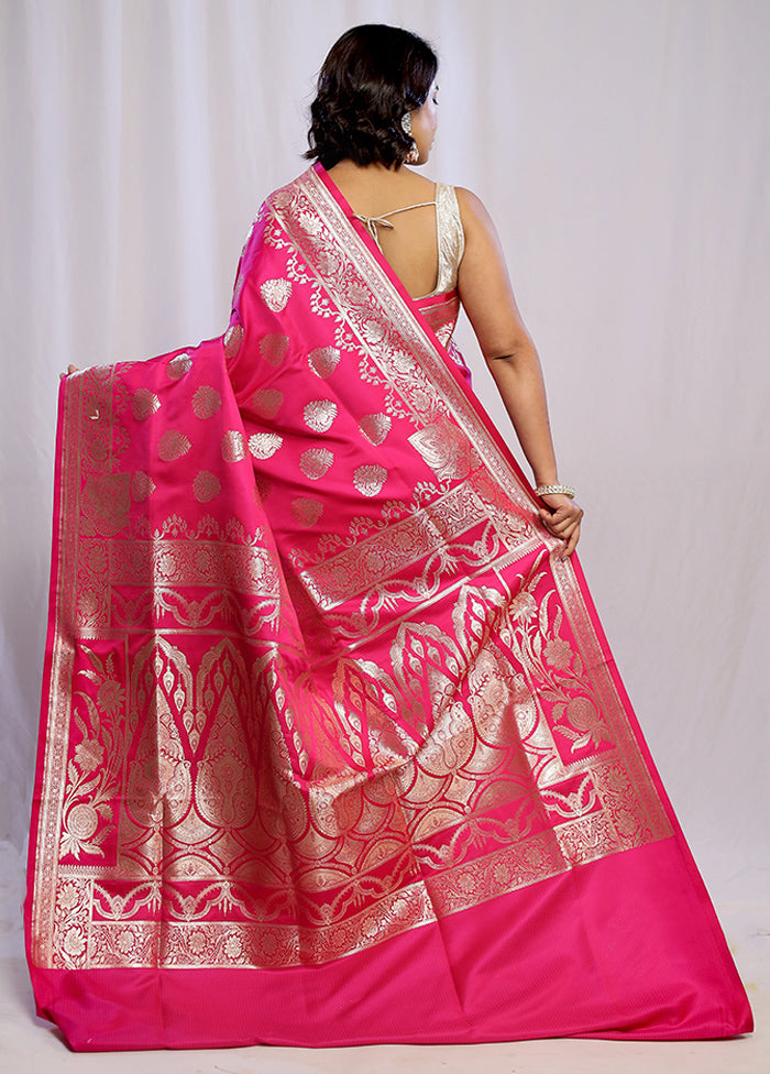 Pink Banarasi Silk Saree With Blouse Piece - Indian Silk House Agencies