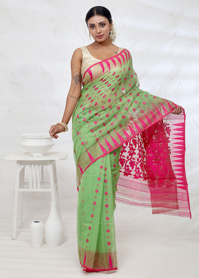 Green Tant Cotton Saree Without Blouse Piece - Indian Silk House Agencies