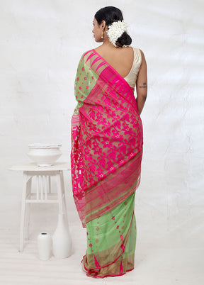 Green Tant Cotton Saree Without Blouse Piece - Indian Silk House Agencies