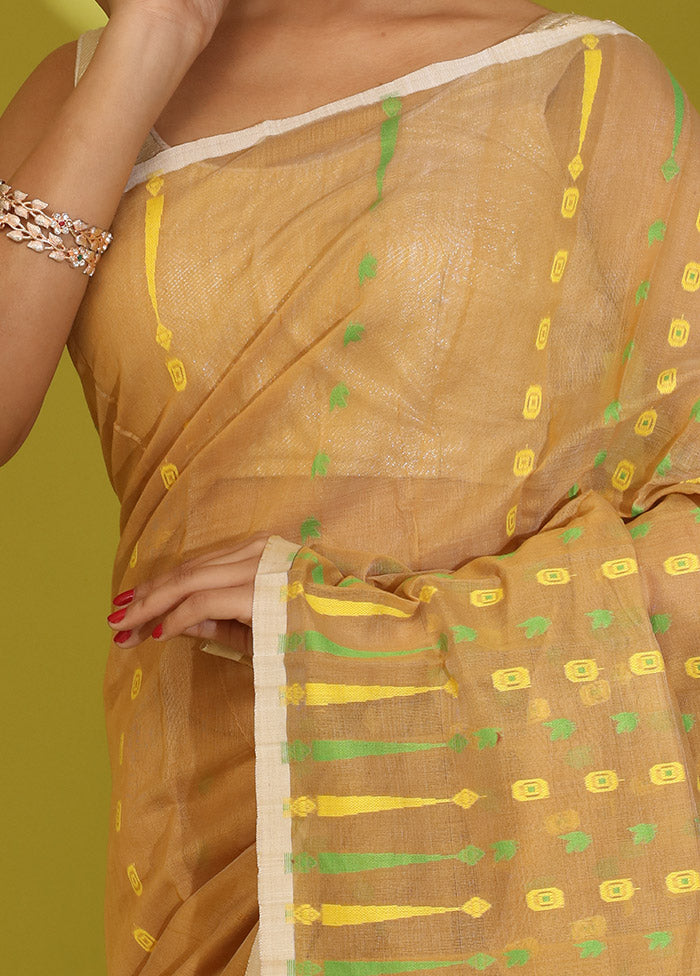 Brown Tant Cotton Saree Without Blouse Piece - Indian Silk House Agencies