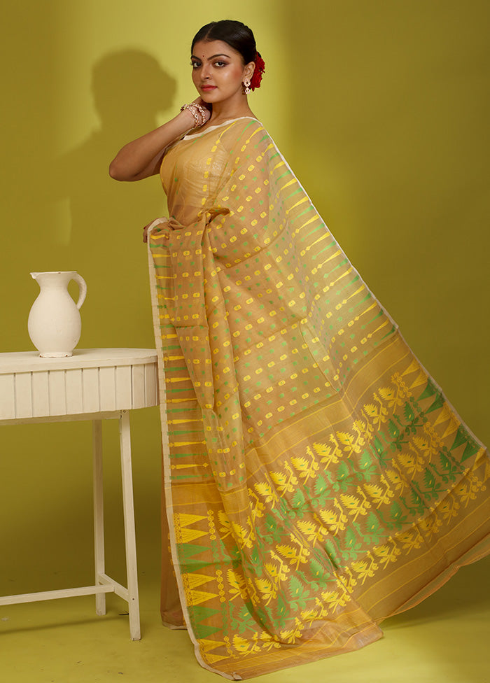 Brown Tant Cotton Saree Without Blouse Piece - Indian Silk House Agencies