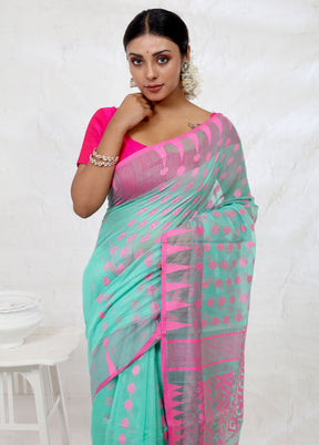 Green Tant Cotton Saree Without Blouse Piece - Indian Silk House Agencies