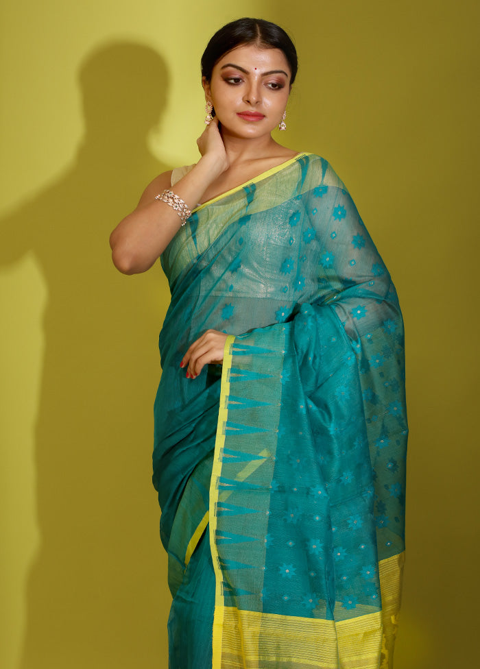 Green Tant Cotton Saree Without Blouse Piece - Indian Silk House Agencies