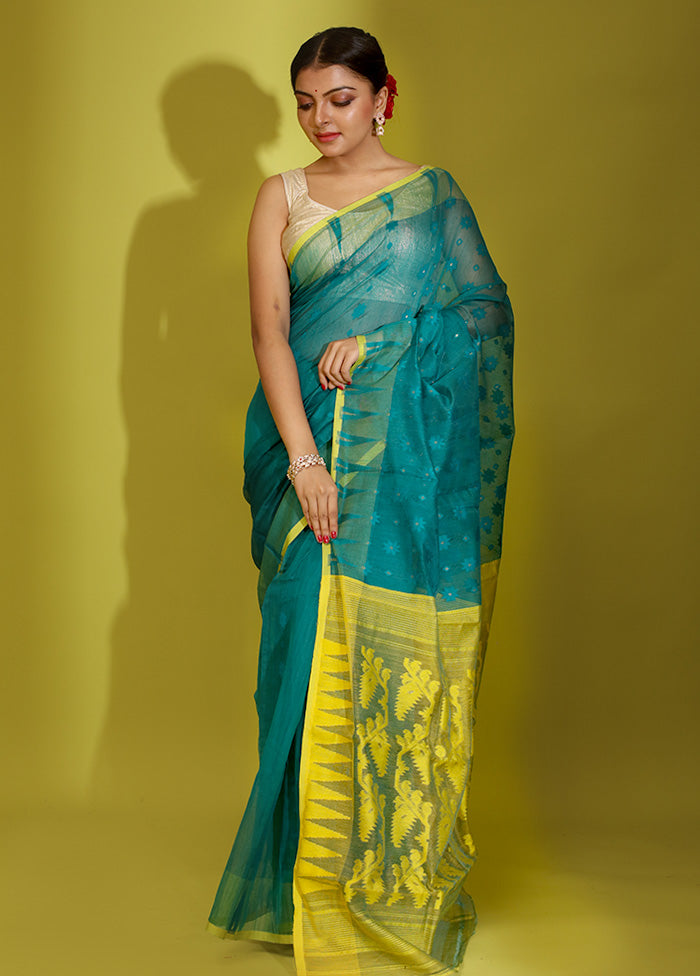 Green Tant Cotton Saree Without Blouse Piece - Indian Silk House Agencies