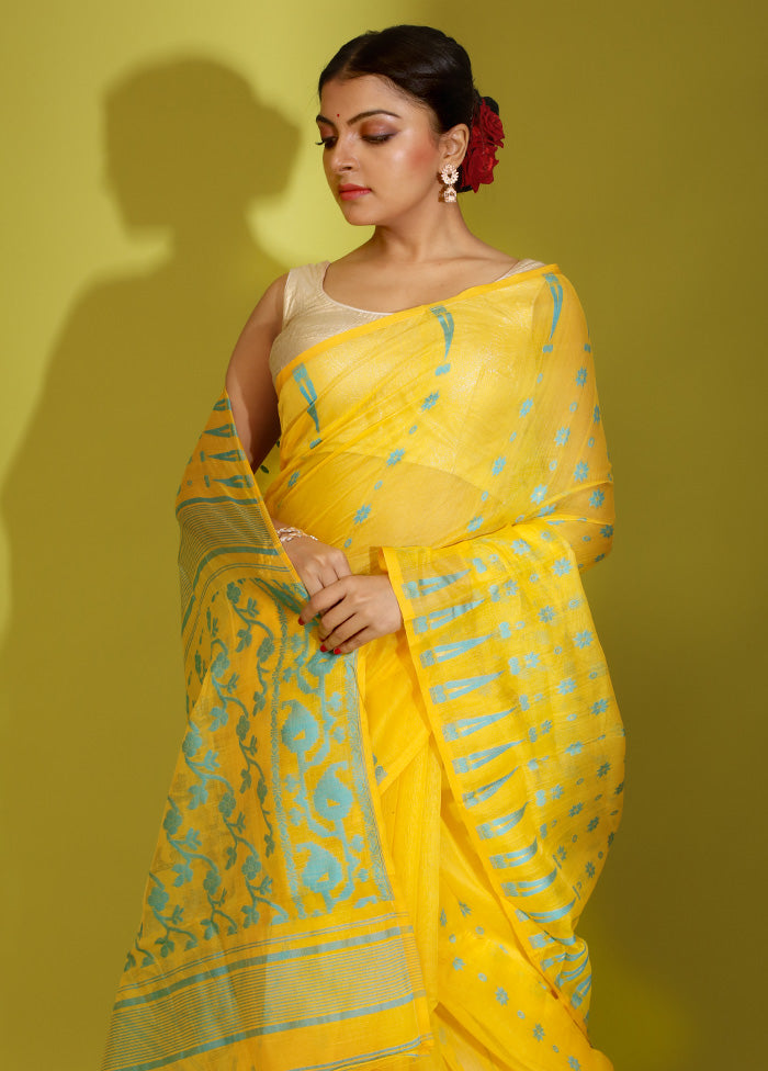 Yellow Tant Cotton Saree Without Blouse Piece - Indian Silk House Agencies