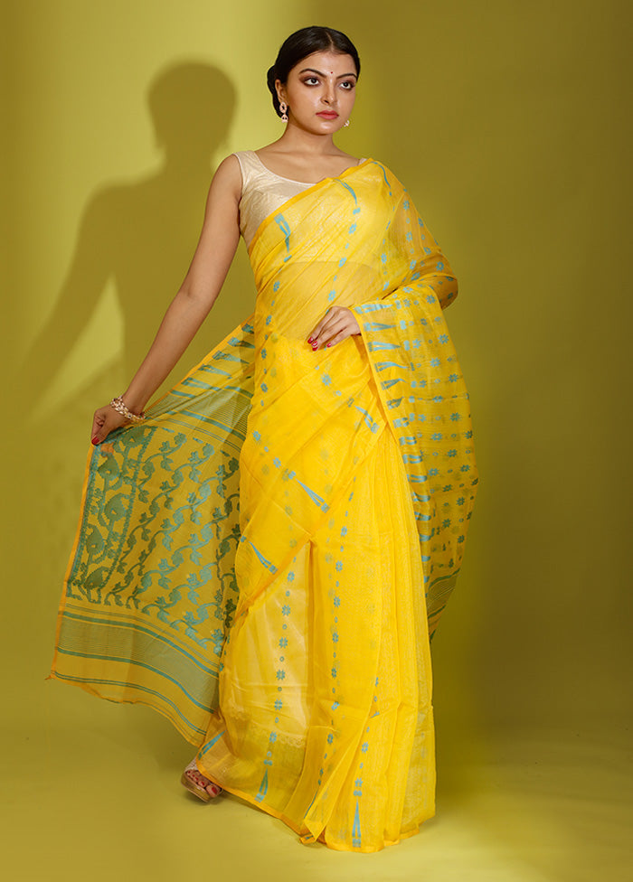 Yellow Tant Cotton Saree Without Blouse Piece - Indian Silk House Agencies