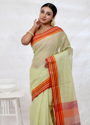 Green Cotton Saree With Blouse Piece - Indian Silk House Agencies