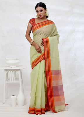 Green Cotton Saree With Blouse Piece - Indian Silk House Agencies