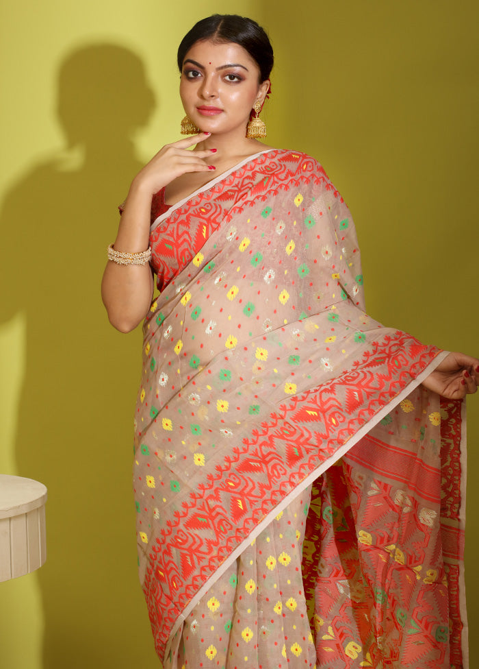 Rust Tant Cotton Saree Without Blouse Piece - Indian Silk House Agencies