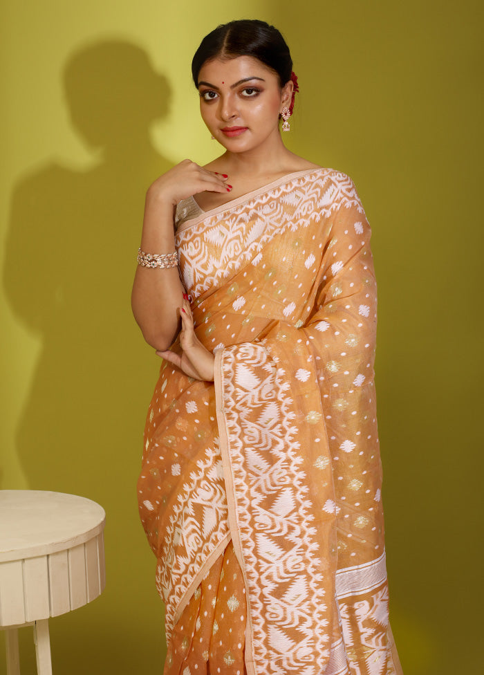 Orange Tant Cotton Saree Without Blouse Piece - Indian Silk House Agencies