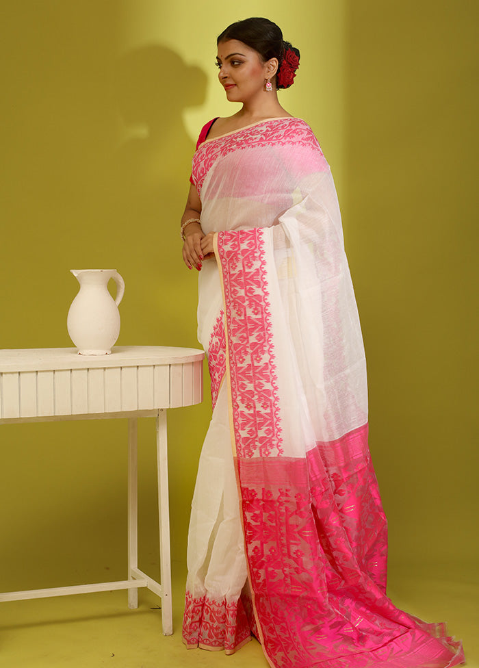 Cream Tant Cotton Saree Without Blouse Piece - Indian Silk House Agencies