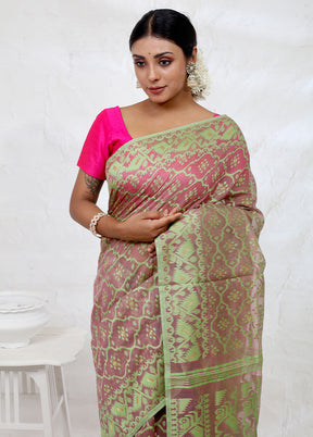 Pink Tant Cotton Saree Without Blouse Piece - Indian Silk House Agencies