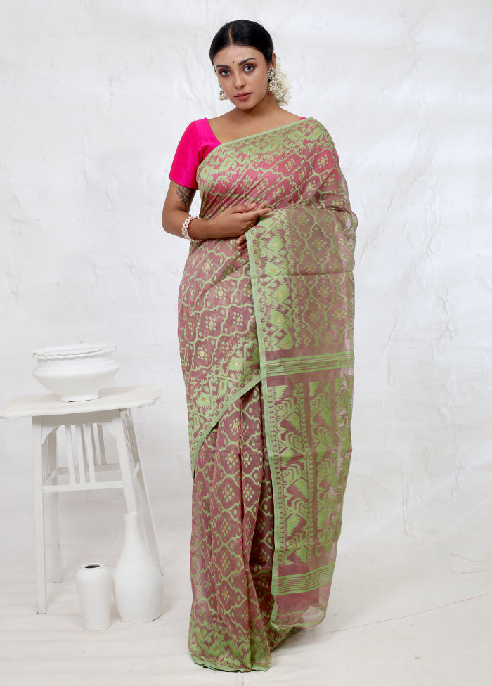 Pink Tant Cotton Saree Without Blouse Piece - Indian Silk House Agencies