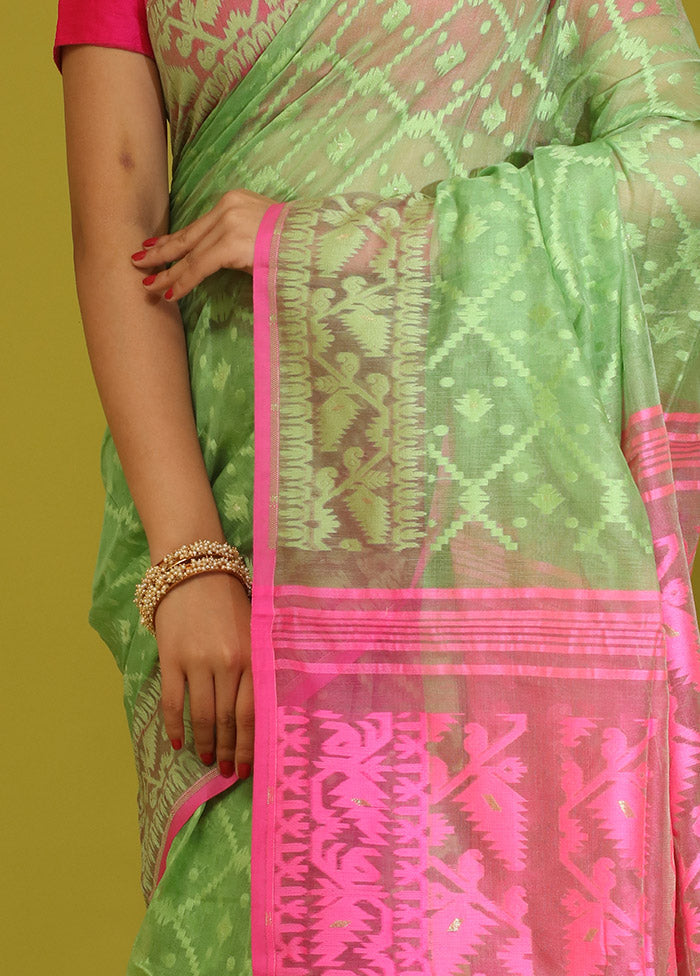 Green Tant Cotton Saree Without Blouse Piece - Indian Silk House Agencies