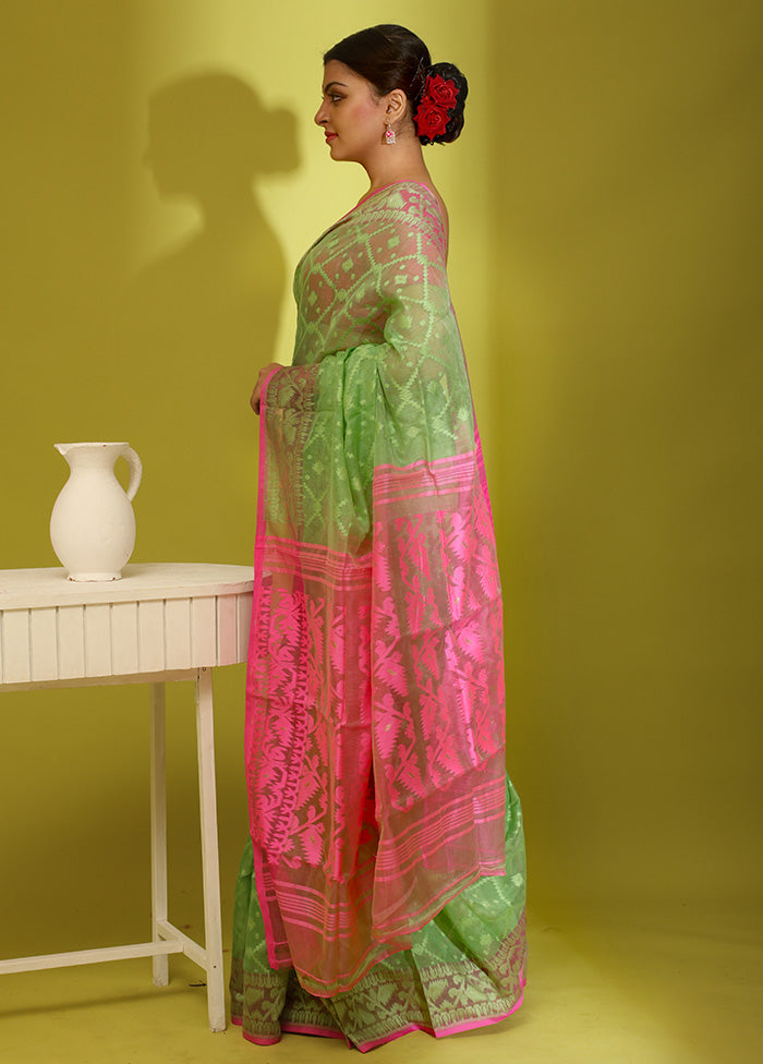 Green Tant Cotton Saree Without Blouse Piece - Indian Silk House Agencies