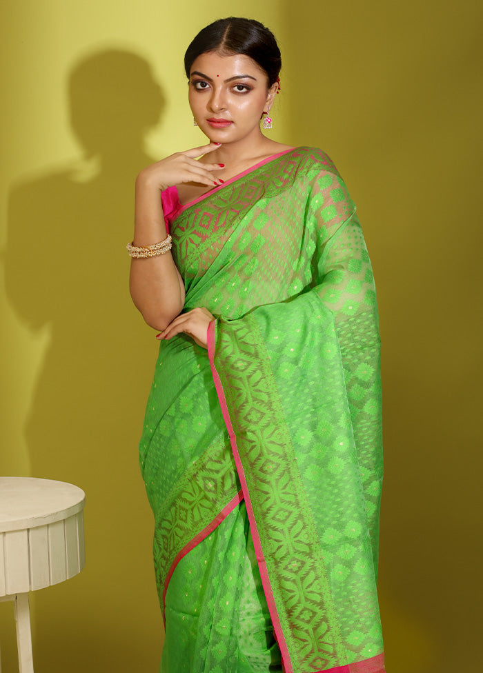 Green Tant Cotton Saree Without Blouse Piece - Indian Silk House Agencies