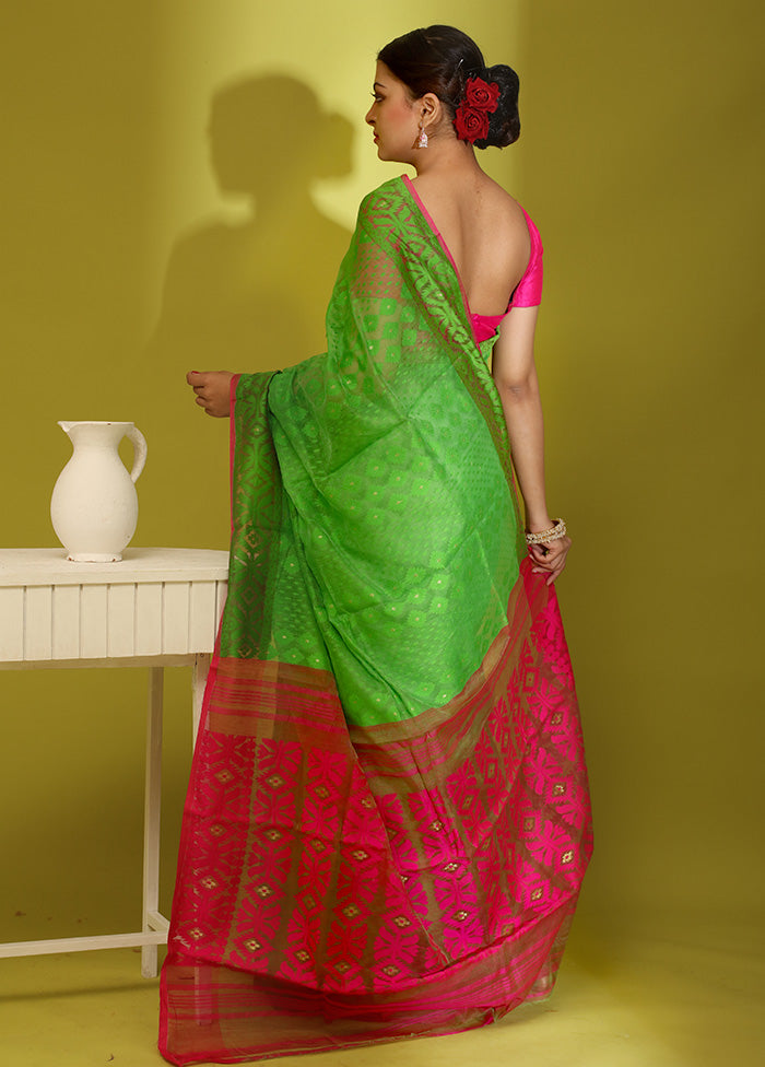 Green Tant Cotton Saree Without Blouse Piece - Indian Silk House Agencies