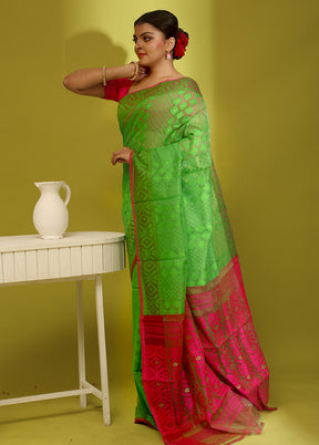 Green Tant Cotton Saree Without Blouse Piece - Indian Silk House Agencies