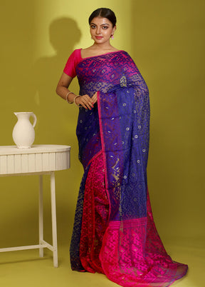 Blue Tant Cotton Saree Without Blouse Piece - Indian Silk House Agencies