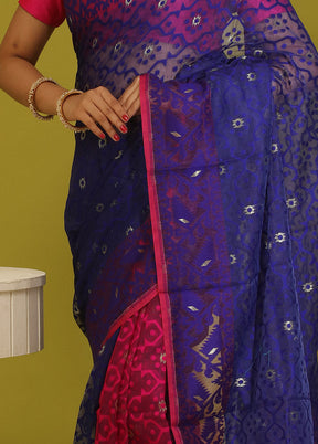 Blue Tant Cotton Saree Without Blouse Piece - Indian Silk House Agencies