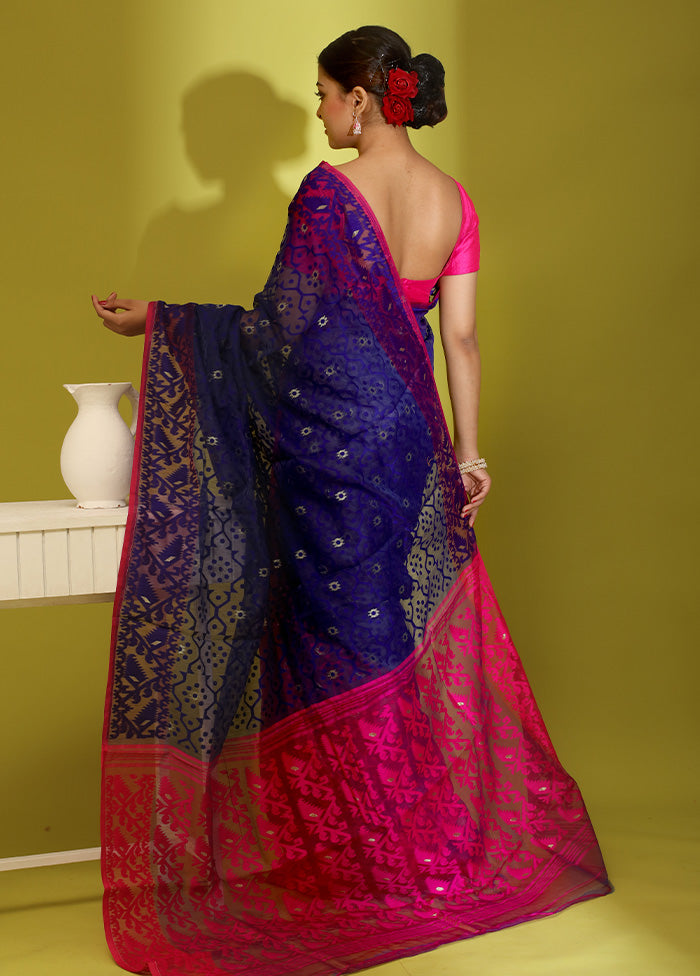 Blue Tant Cotton Saree Without Blouse Piece - Indian Silk House Agencies