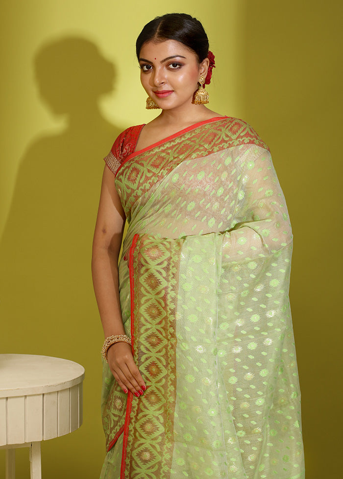 Green Tant Cotton Saree Without Blouse Piece - Indian Silk House Agencies