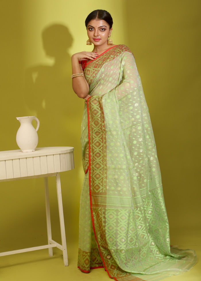 Green Tant Cotton Saree Without Blouse Piece - Indian Silk House Agencies