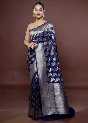 Blue Uppada Silk Saree With Blouse Piece