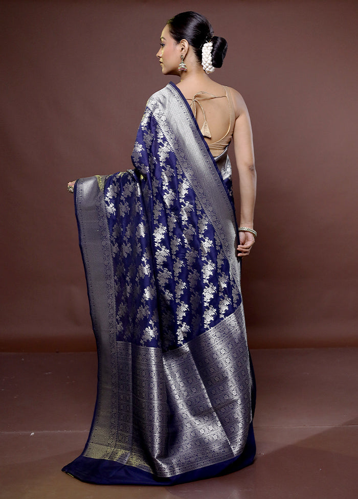 Blue Uppada Silk Saree With Blouse Piece