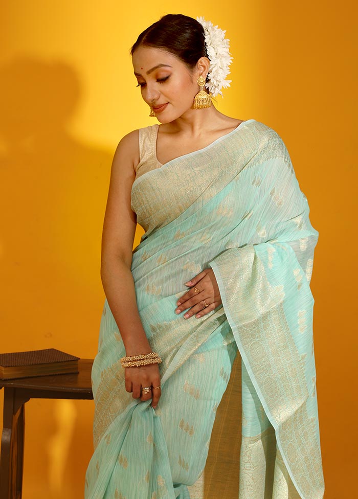 Green Kora Silk Saree With Blouse Piece - Indian Silk House Agencies