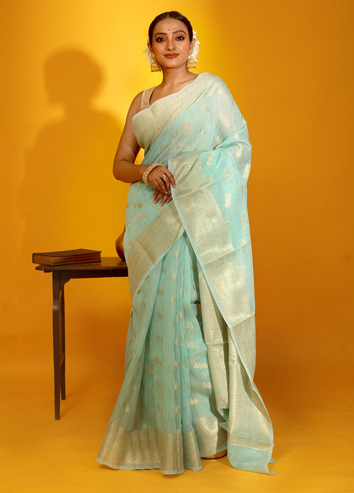 Green Kora Silk Saree With Blouse Piece - Indian Silk House Agencies