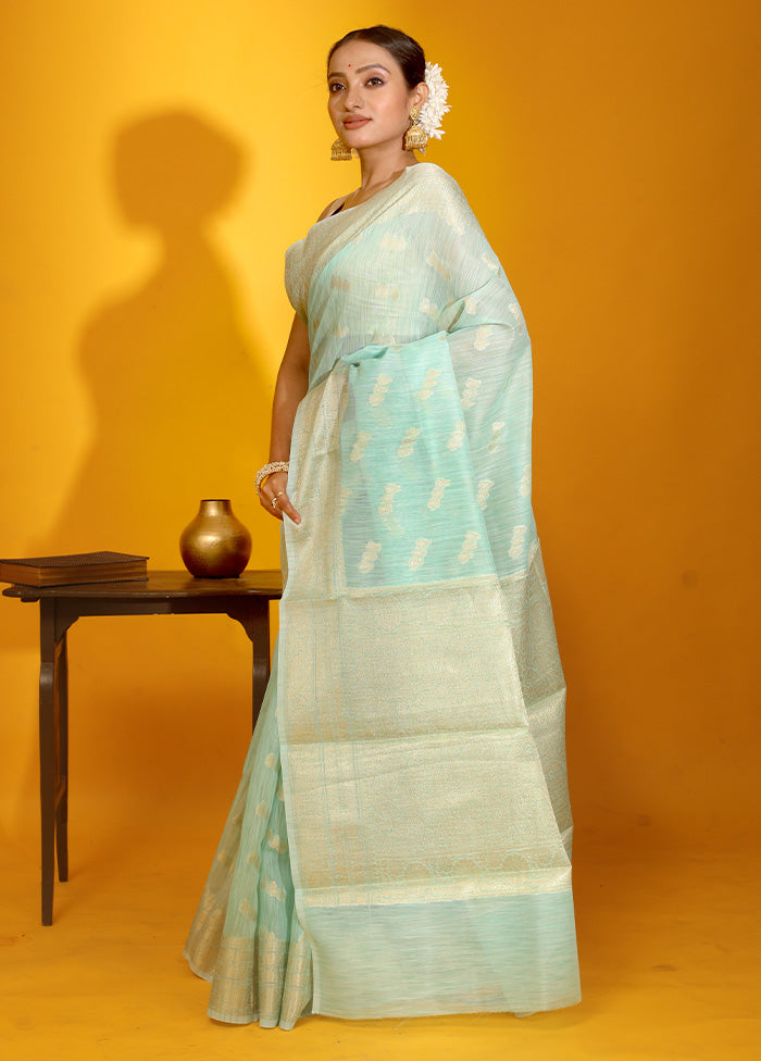 Green Kora Silk Saree With Blouse Piece - Indian Silk House Agencies