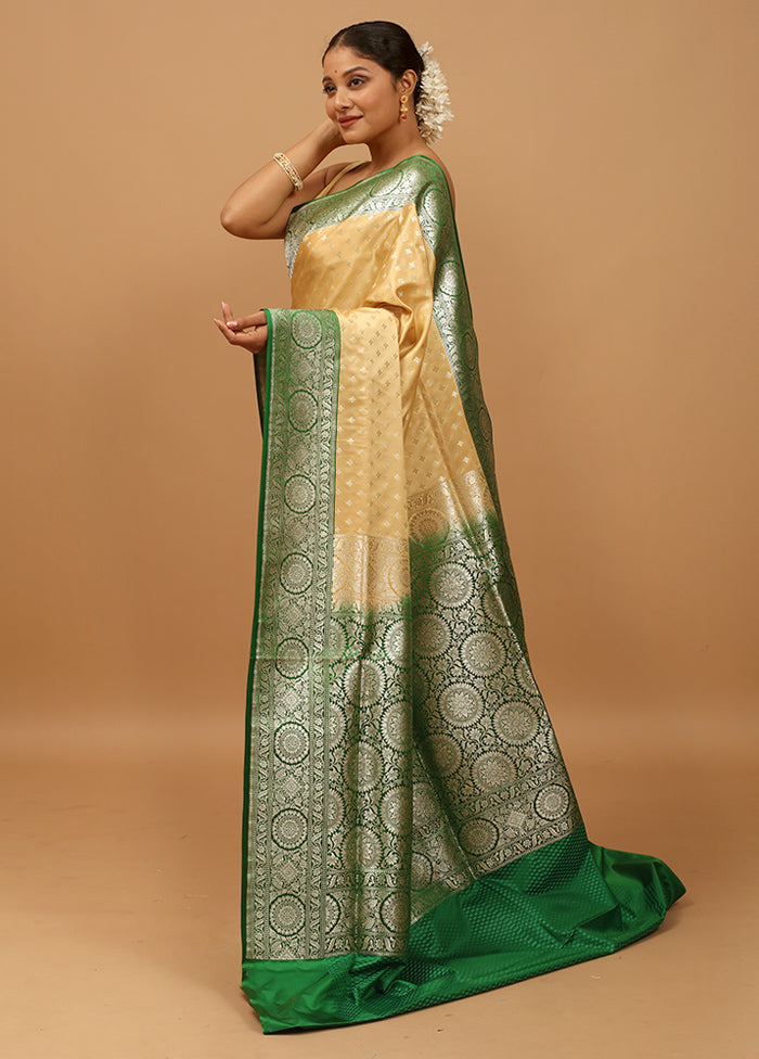 Cream Banarasi Silk Saree With Blouse Piece