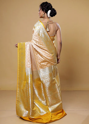 Cream Banarasi Silk Saree With Blouse Piece