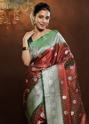 Maroon Tanchoi Silk Saree With Blouse Piece - Indian Silk House Agencies