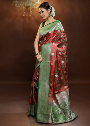 Maroon Tanchoi Silk Saree With Blouse Piece - Indian Silk House Agencies