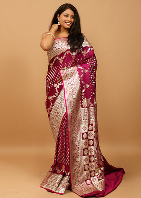 Purple Banarasi Silk Saree With Blouse Piece