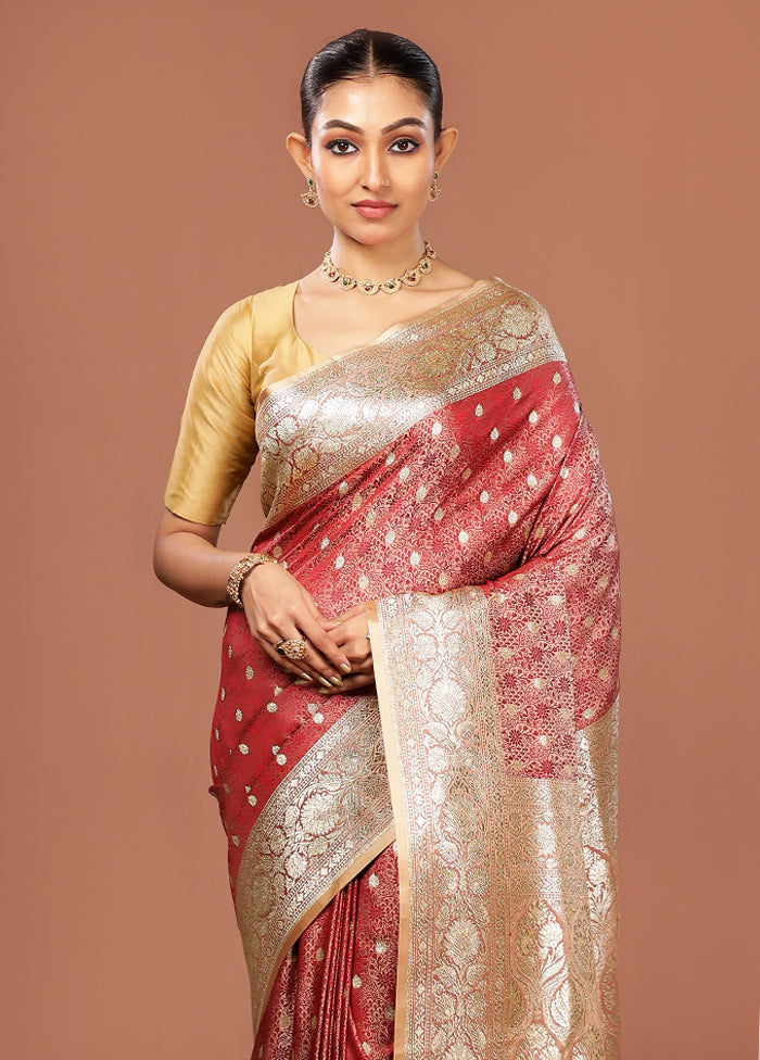 Pink Tanchoi Silk Saree With Blouse Piece